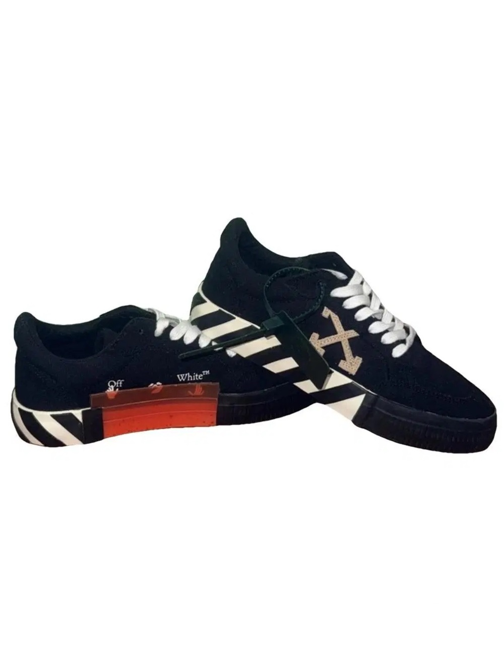 Off-White Black Suede Low-Top Sneakers with White Laces sz US 11